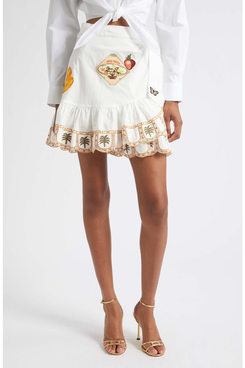 Embroidered Ruffle Hem Wrap Skirt, Main, color, VA VA VINTAGE