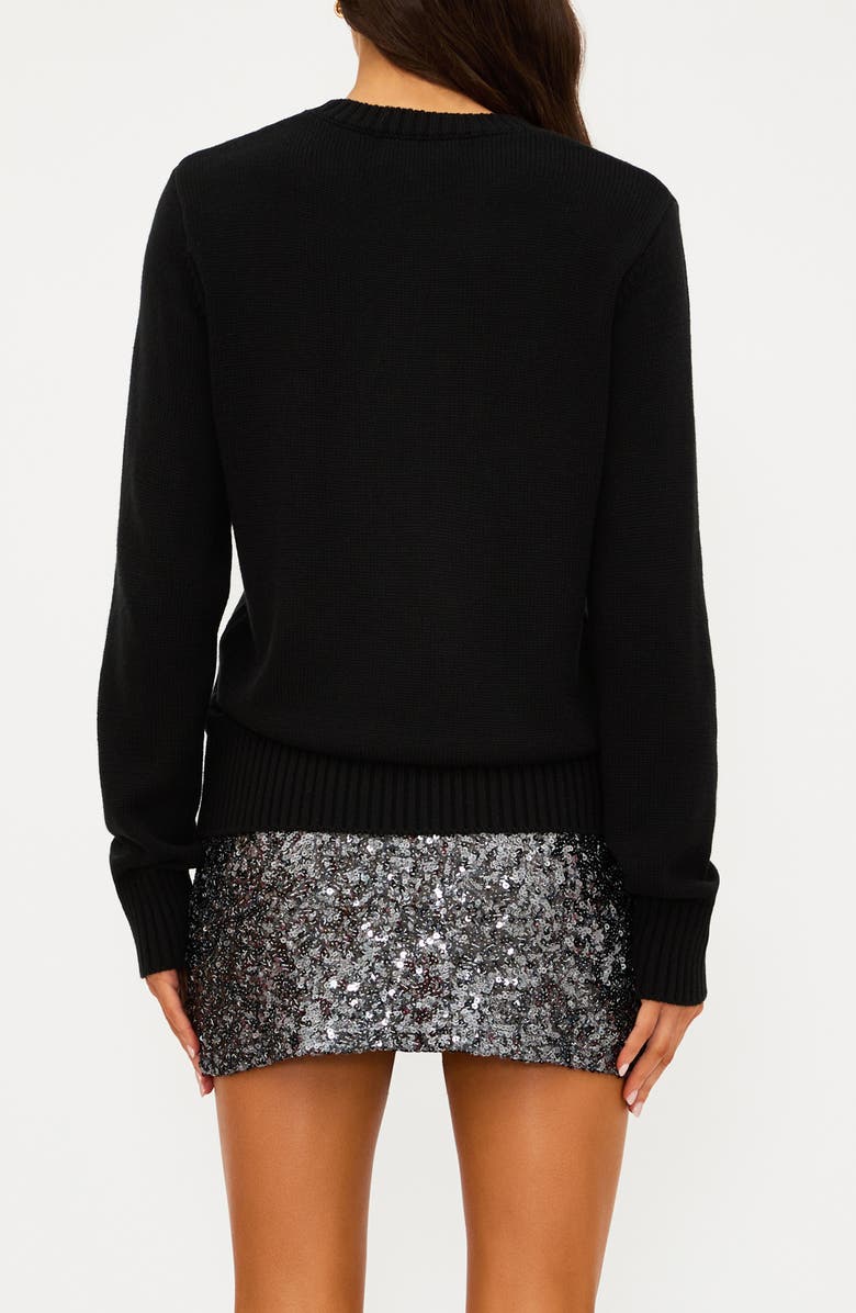 Beach Riot Jolene Sequin Bow Crewneck Sweater, Alternate, color, Black Bow