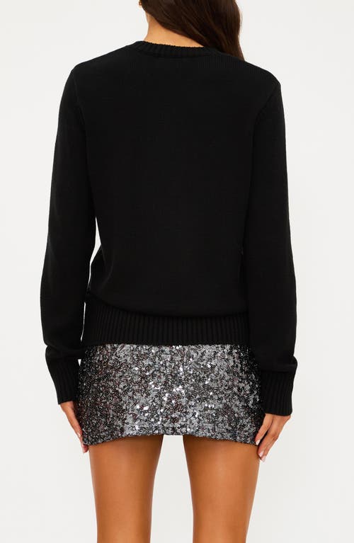 Beach Riot Jolene Sequin Bow Crewneck Sweater In Black