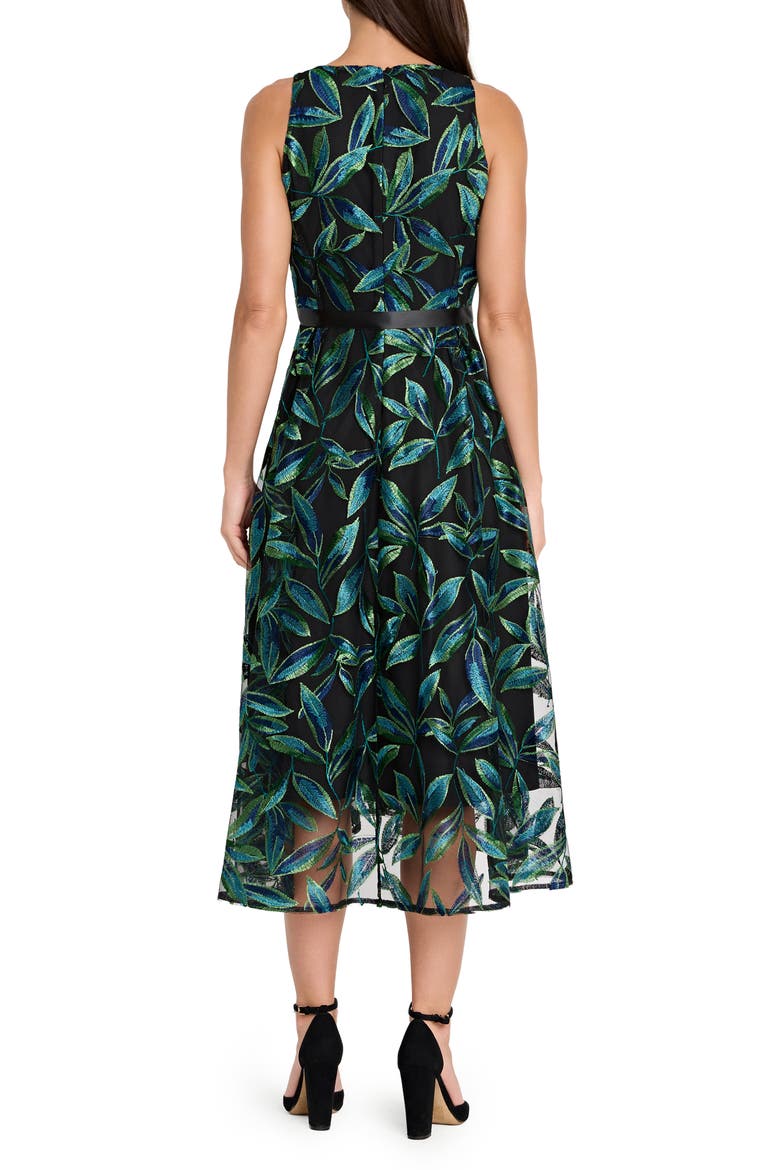 Embroidered Midi Dress, Alternate, color, BLACK JEWL TEAL