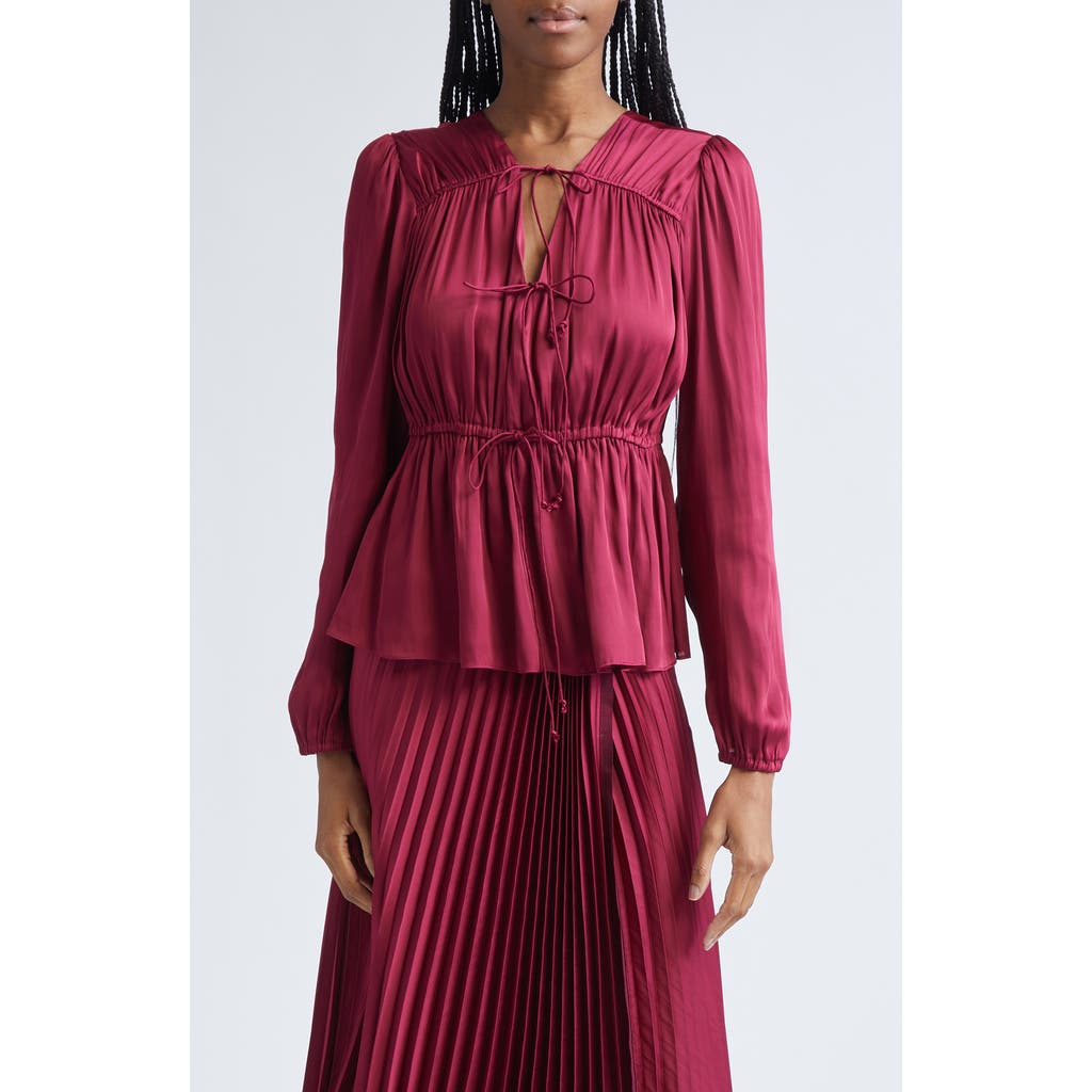 Derek Lam 10 Crosby Esmeralda Tie Front Top In Red