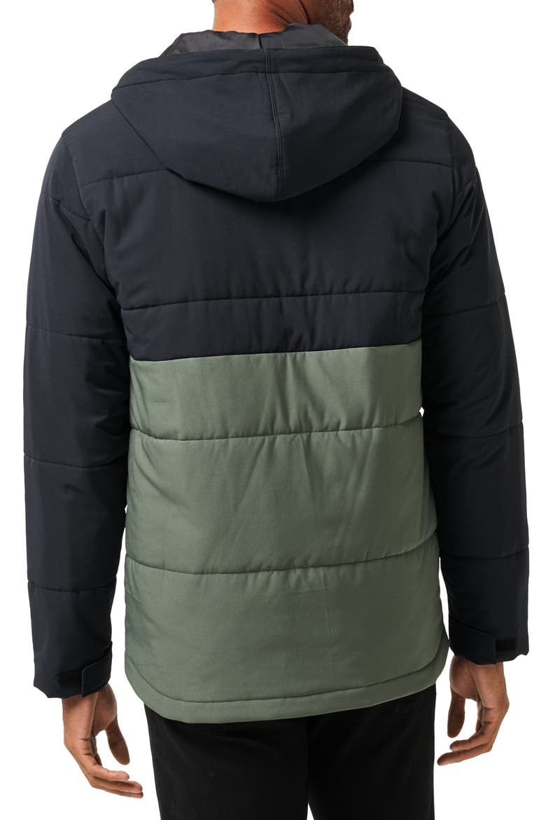 Torch Runner Colorblock Quilted Hooded Jacket, Alternate, color, BLACK/GREEN