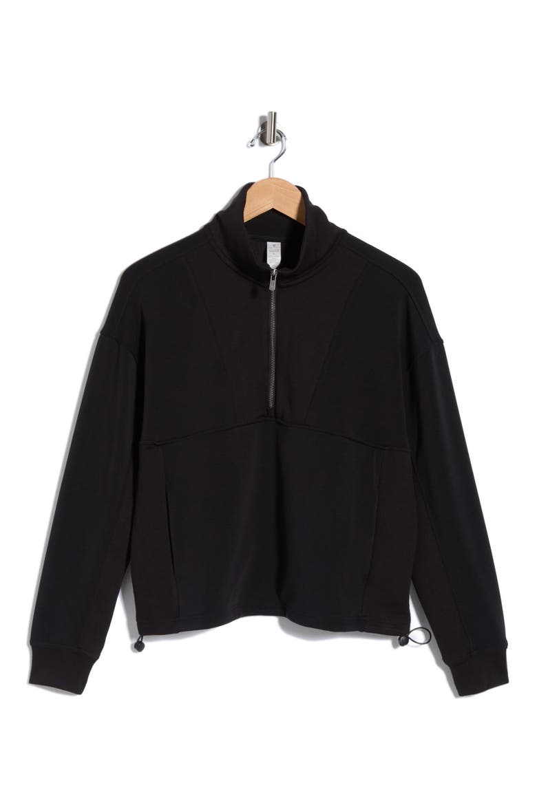 Sandwash Quarter Zip Pullover, Alternate, color, BLACK