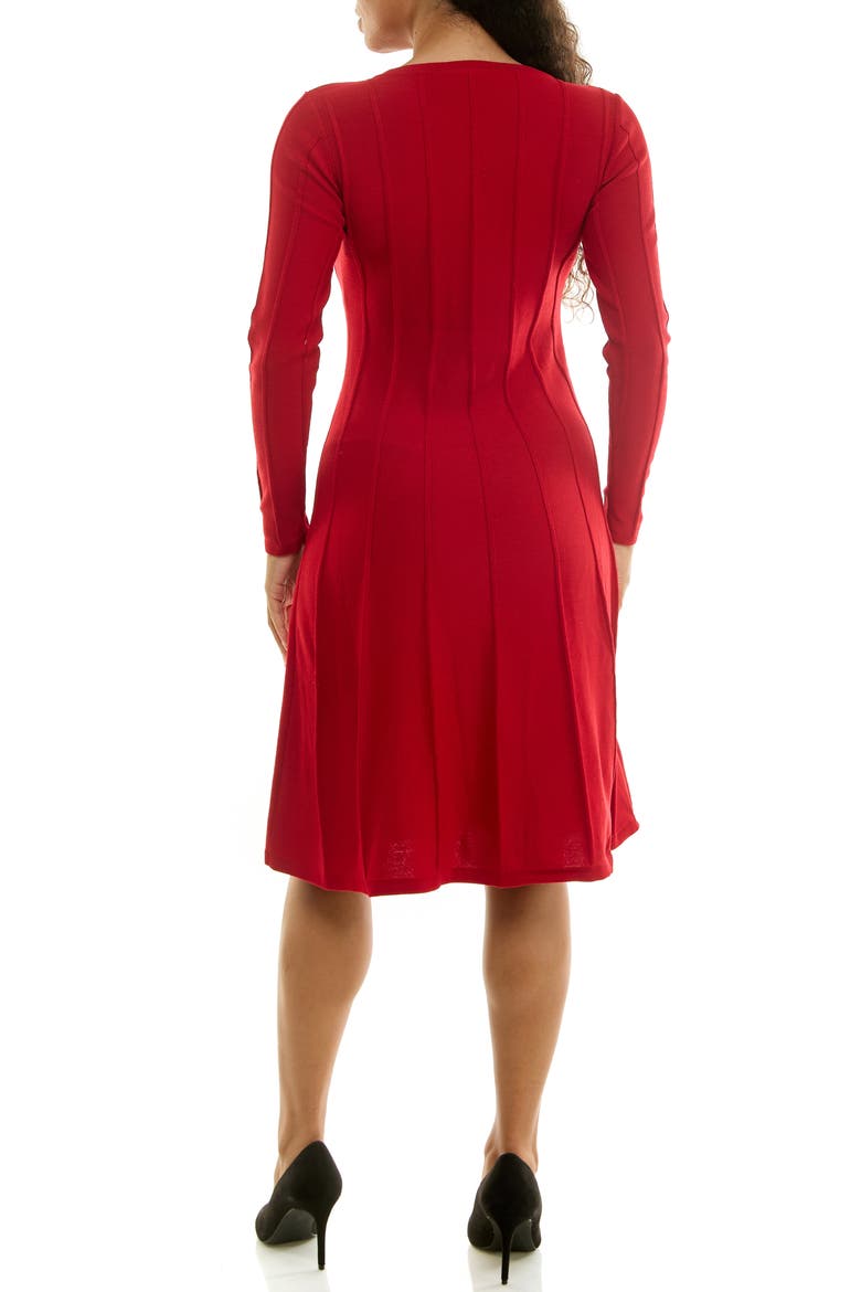 Long Sleeve A-Line Sweater Dress, Alternate, color, RED