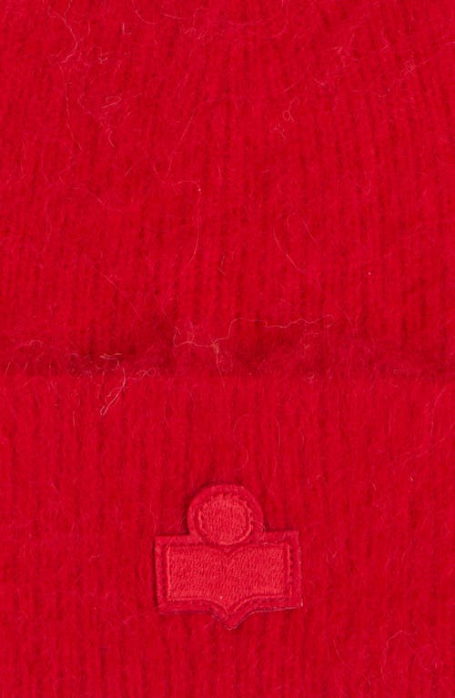 Isabel Marant Festive Rib Logo Beanie In Red