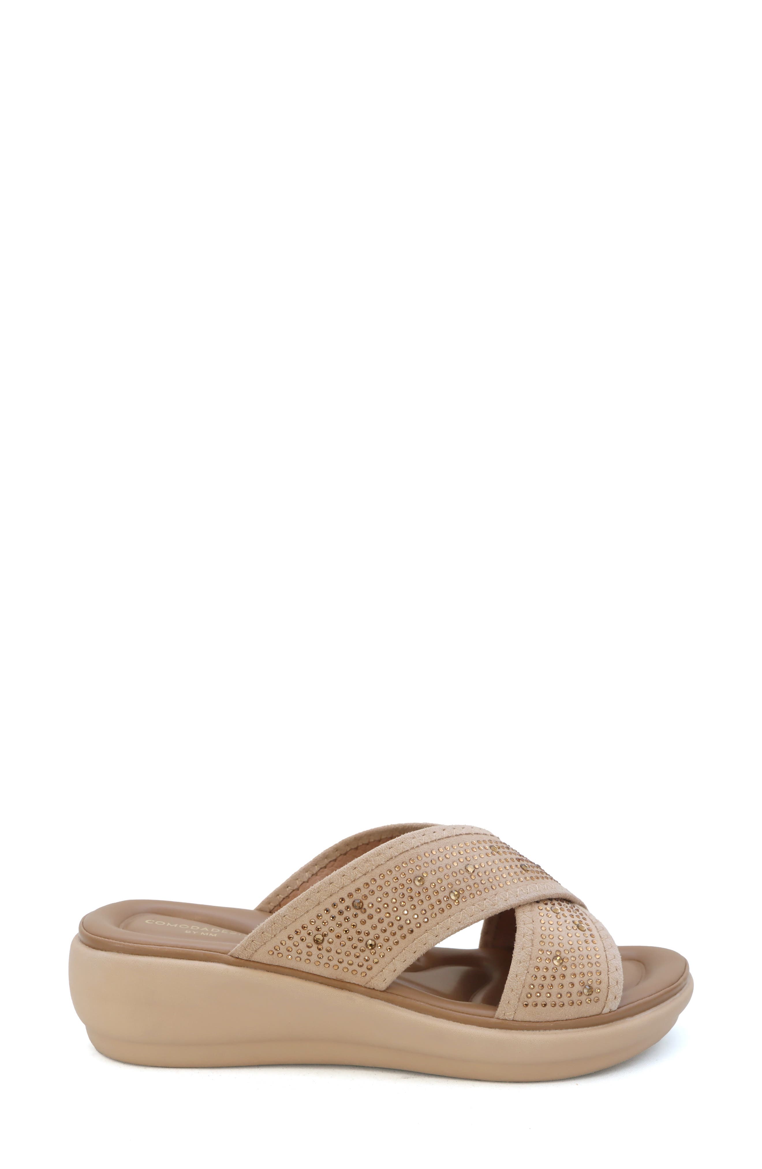 Nomi Rhinestone Embellished Slide Sandal, Alternate, color, MOCHA