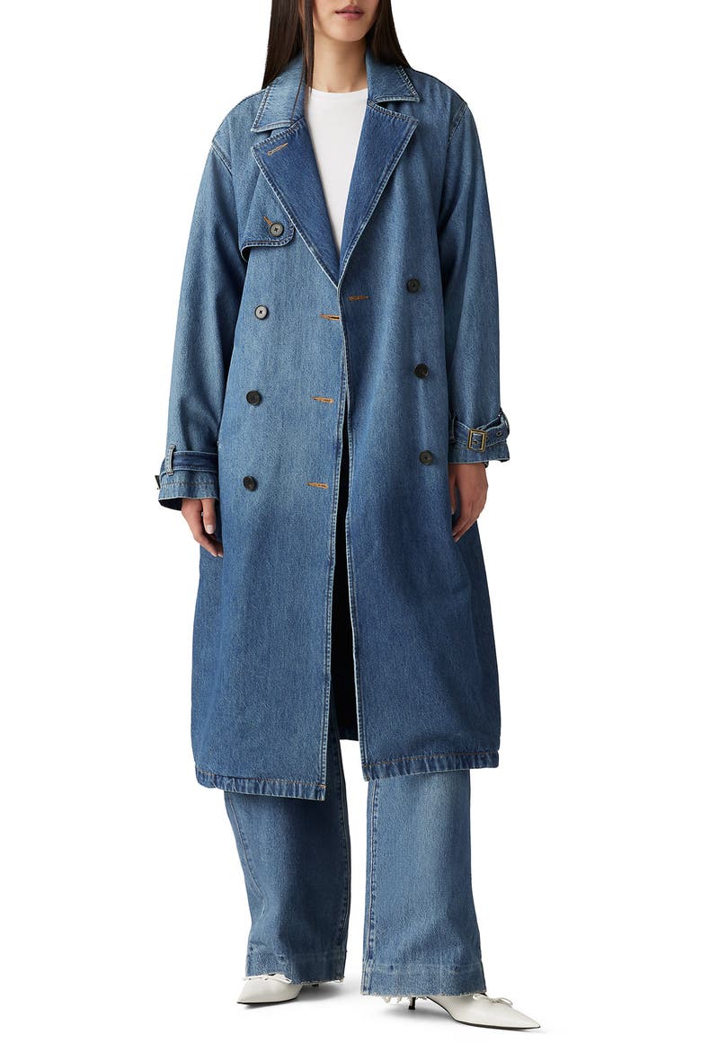 Spade Denim Trench Coat, Main, color, LETS GET LOST AGAIN