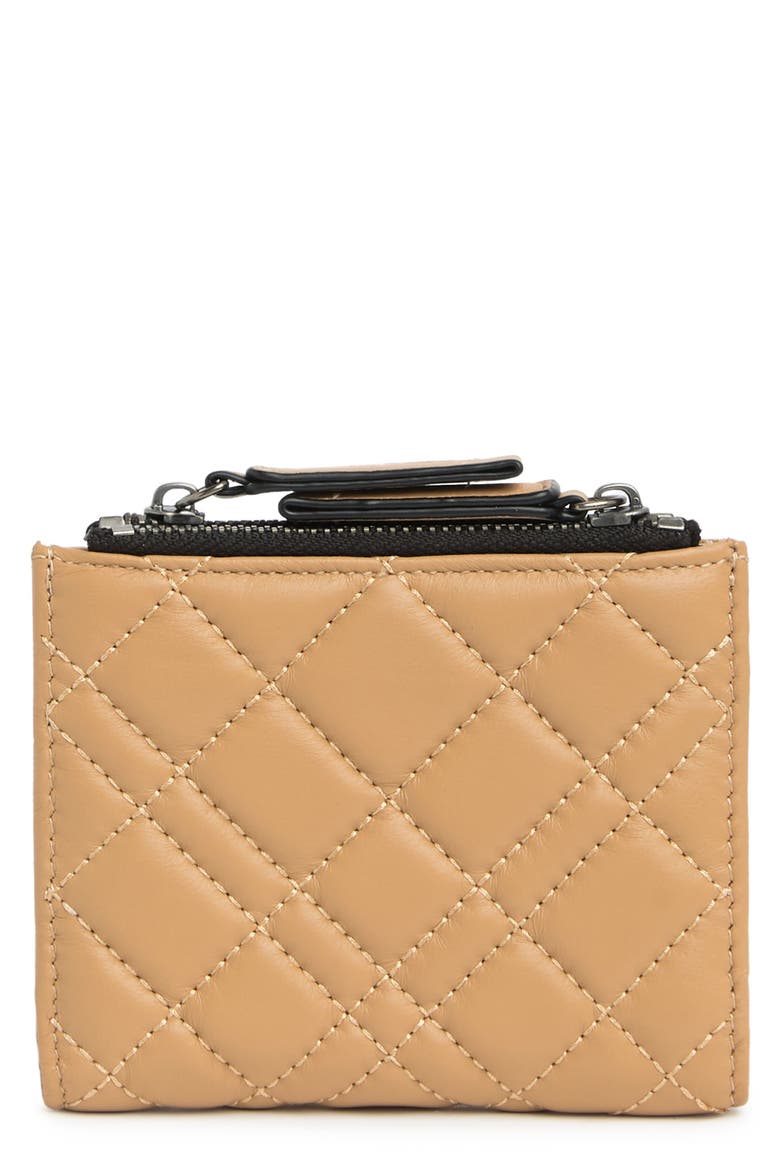 Quilted Leather Coin & Card Case, Alternate, color, LIGHT/ PASTEL BROWN