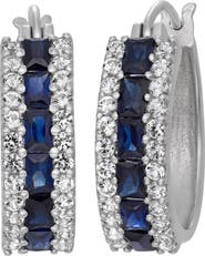 FZN Stone & White Sapphire Hoop Earrings