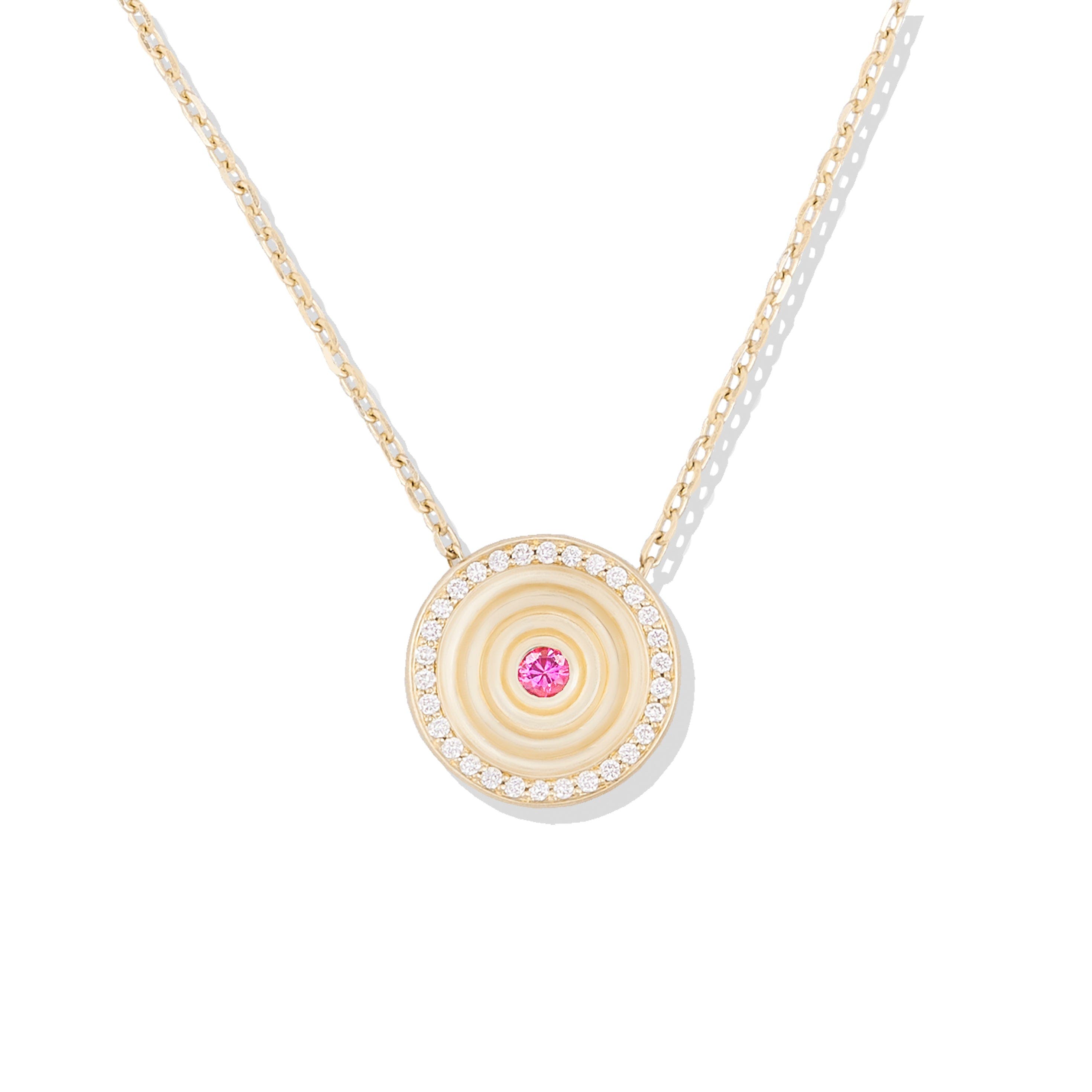 Diamond,Pink Sapphire- Gold