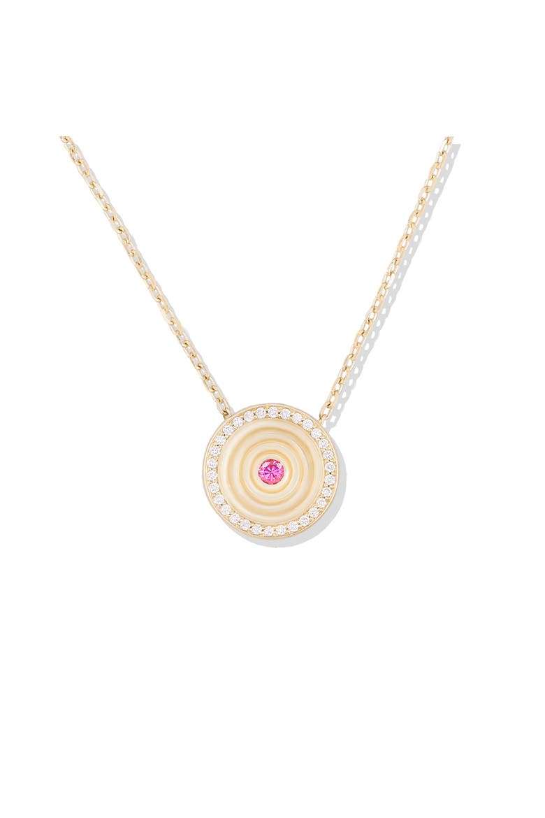 Revel Small Dimensional Pendant, Main, color, Diamond,Pink Sapphire- Gold