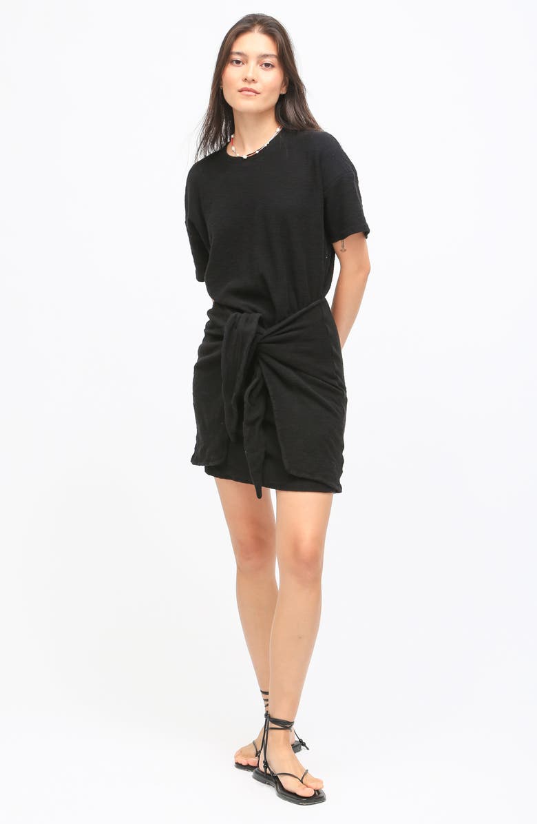 Electric & Rose Bobby Tie Front Slub Cotton Jersey T-Shirt Dress, Alternate, color, Onyx