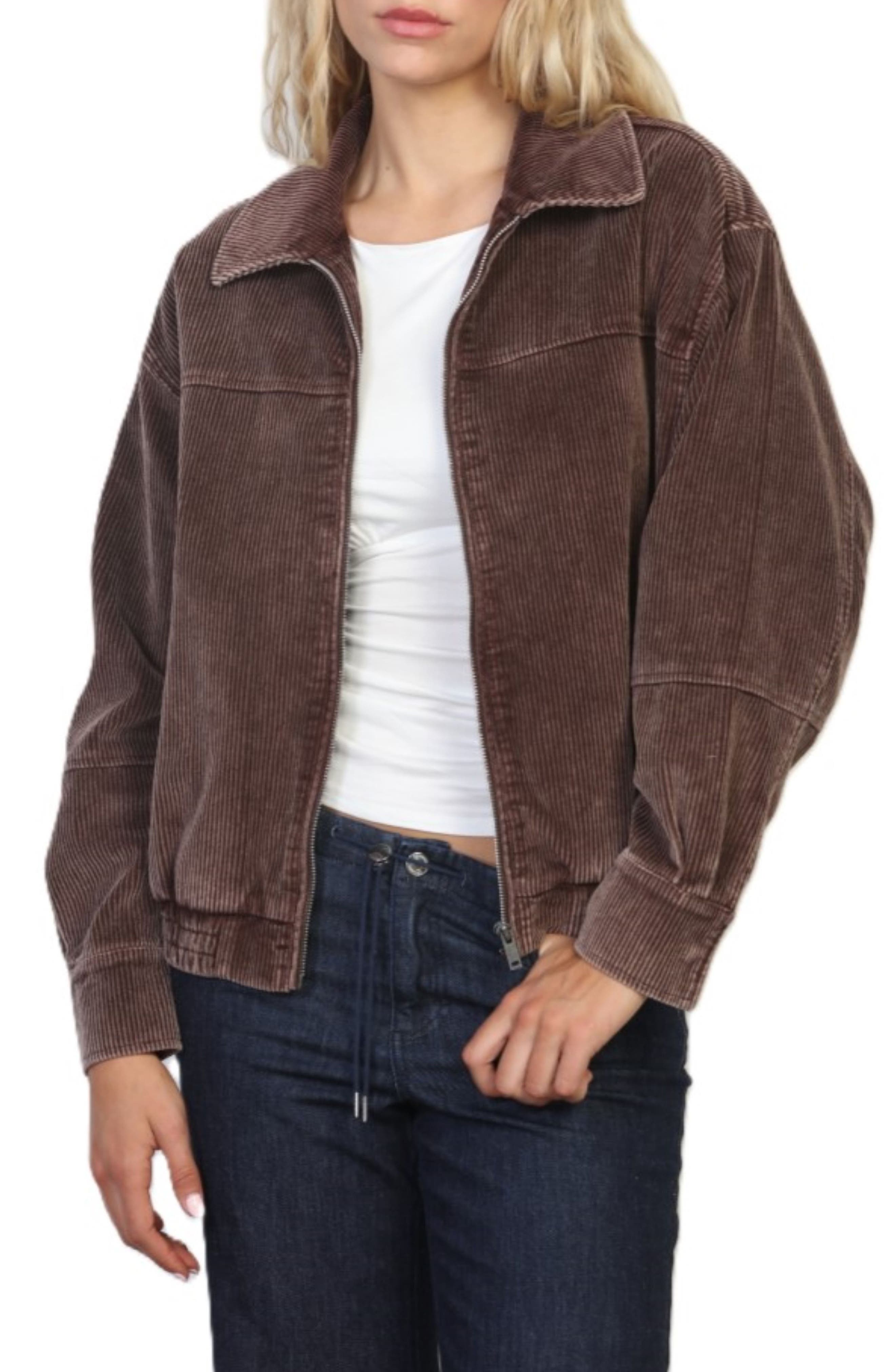 Snow Washed Corduroy Bomber Jacket