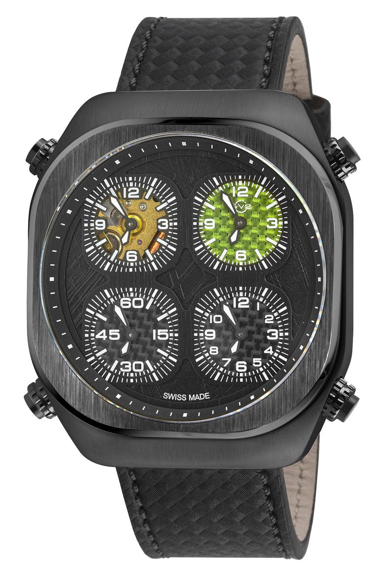 Mens Swiss Quattro 4 Time Zones, Main, color, BLACK