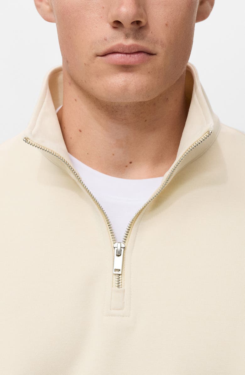MANGO Quarter Zip Sweatshirt, Alternate, color, Ecru