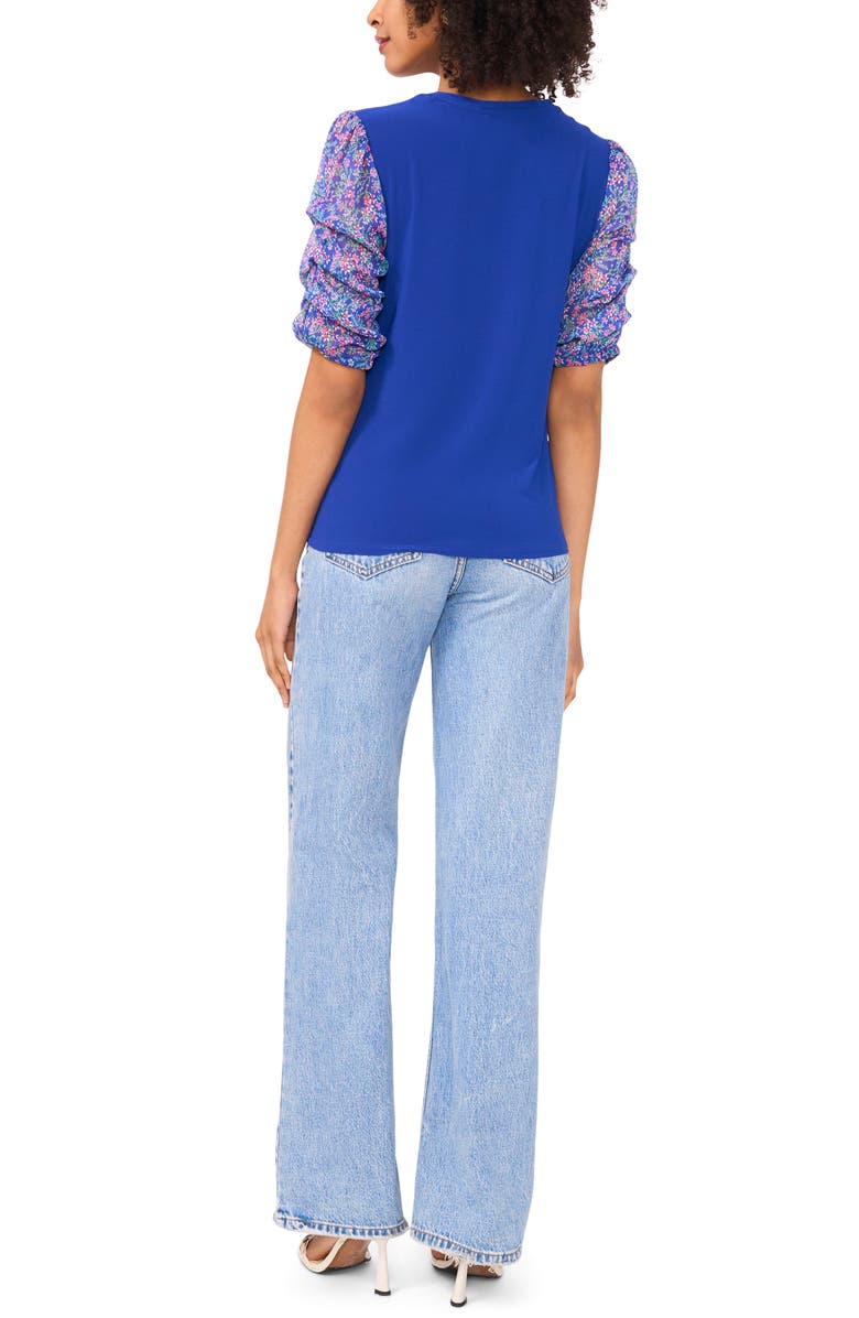 Chaus Mixed Media Floral Print Top, Alternate, color, Goddess Blue