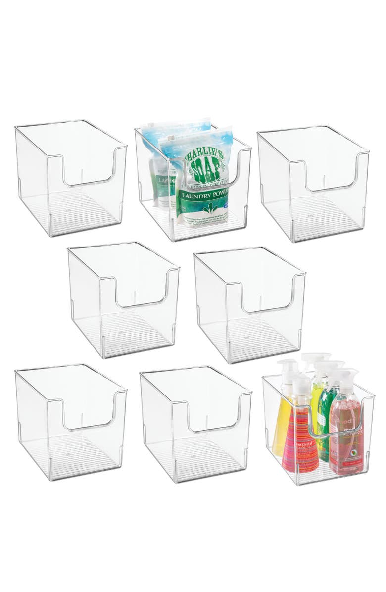mDesign Plastic Household Storage Organizer Bins with Open Front, 8 x 10 x 7.75 - 8 Pack, USA Made, Alternate, color, 