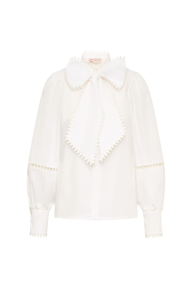 Cotton Poplin Blouse With Macrame Details, Main, color, White