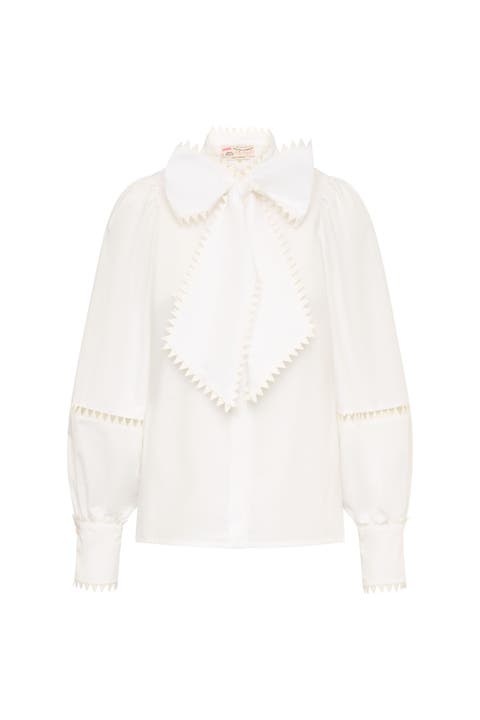 Cotton Poplin Blouse With Macrame Details