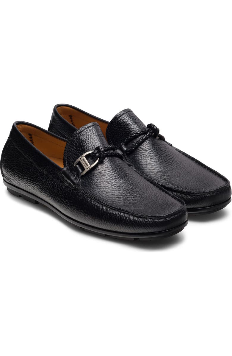 Magnanni Monterey Braid Bit Loafer, Main, color, Tumbled Black