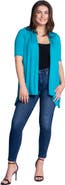 24seven Comfort Apparel Loose Fit Open Front Cardigan with Half Sleeve