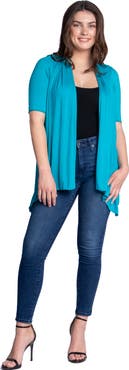 24seven Comfort Apparel Loose Fit Open Front Cardigan with Half Sleeve