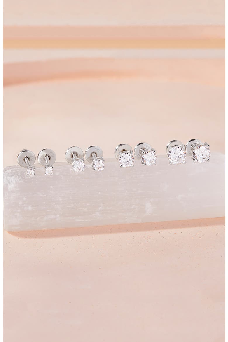 Classic Setting Solitaire Earrings, Alternate, color, Silver