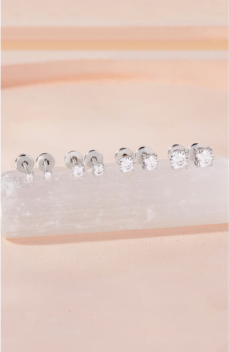 In Season Jewelry Classic Setting Solitaire Earrings, Alternate, color, Silver