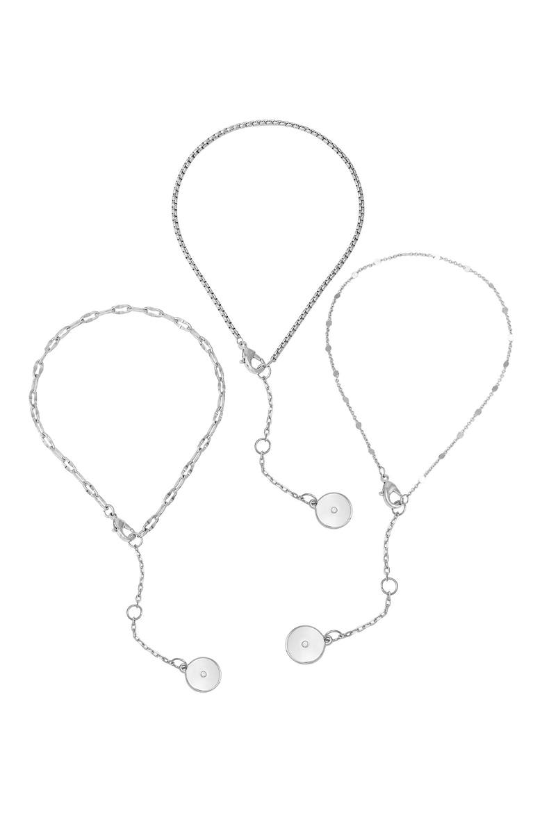 3-Pack Assorted Anklets, Alternate, color, SILVERTONE