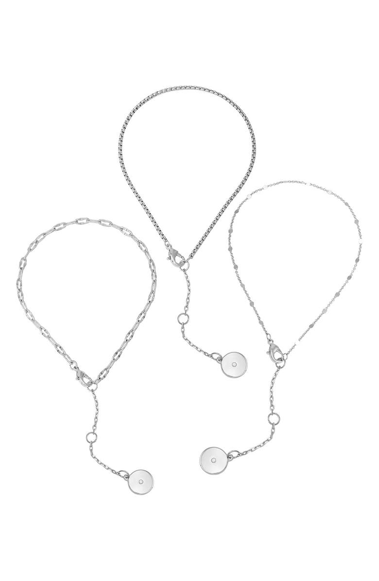 Vince Camuto 3-Pack Assorted Anklets, Alternate, color, Silvertone