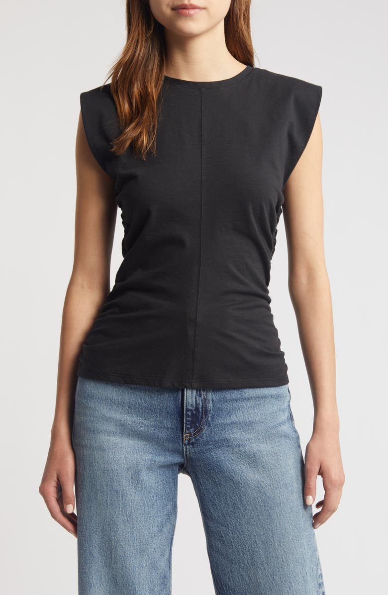 rag & bone Juliet Ruched Sleeveless Cotton T-Shirt, Main, color,