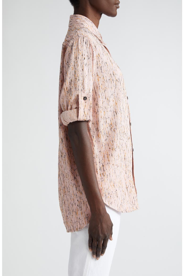 Textured Button-Up Shirt, Alternate, color, PINK/ YELLOW/ BLACK