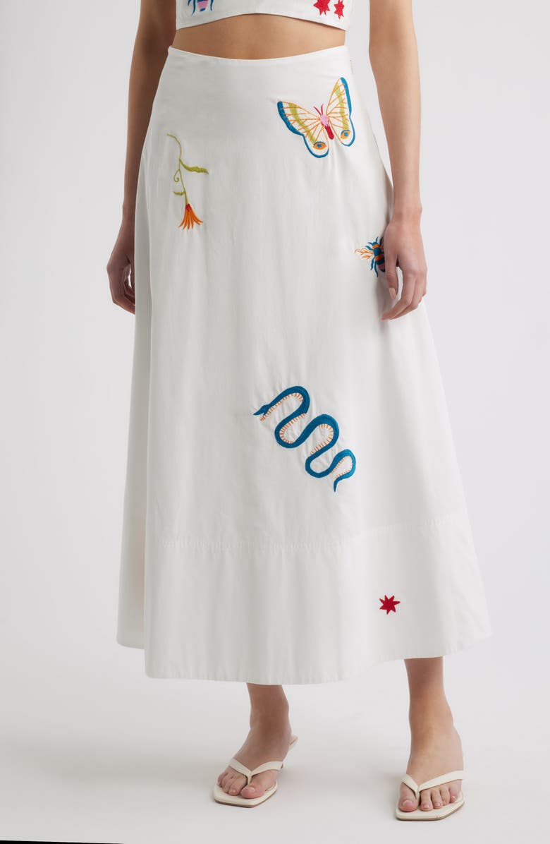 Cleobella Eden Embroidered Organic Cotton Maxi Skirt, Main, color, Montecito Embroidery Motif