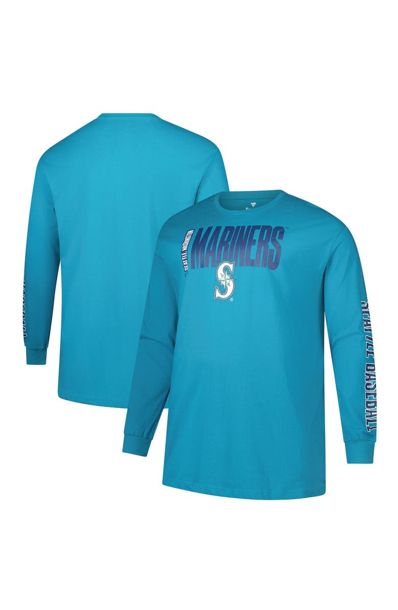 PROFILE Men's Profile Aqua Seattle Mariners Big & Tall Two-Hit Long Sleeve T-Shirt, Alternate, color,