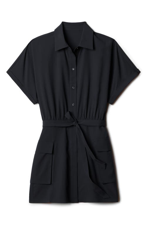 Shop Rhone Mirage Water Repellent Short Sleeve Mini Shirtdress In Black