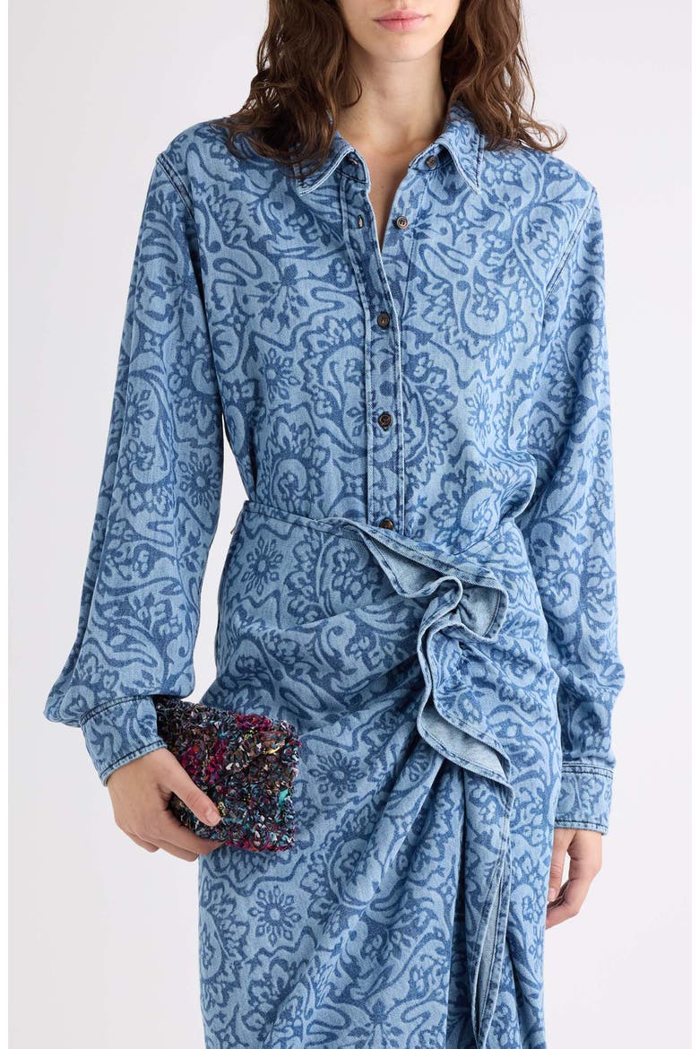 Cheers Lasered Denim Shirt, Main, color, BLUE