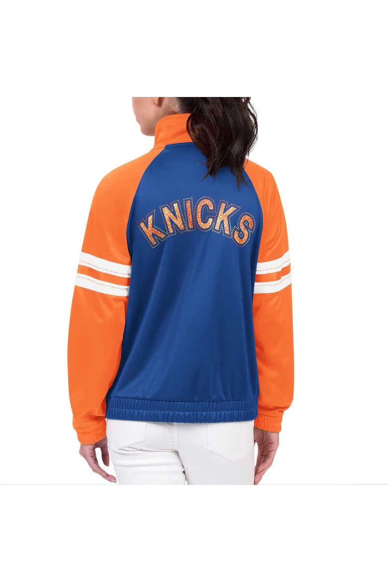 Women's G-III 4Her by Carl Banks Blue New York Knicks Main Player Raglan Rhinestone Full-Zip Track Jacket, Alternate, color, Blue