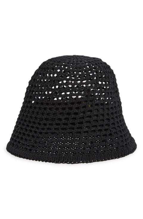 Open Weave Straw Bucket Hat