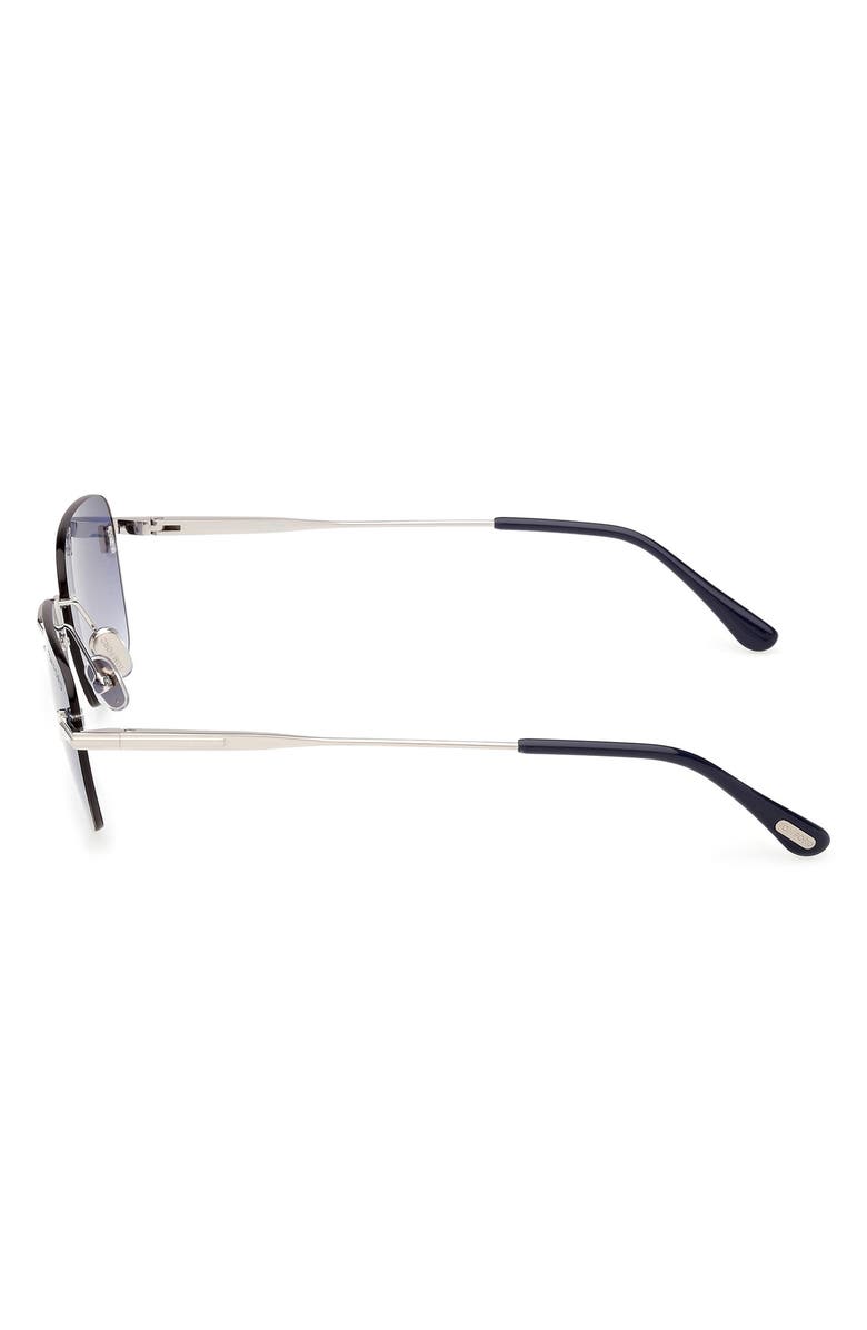 TOM FORD Jake 54mm Gradient Rectangular Sunglasses, Alternate, color, Shiny Palladium / Blue Lens