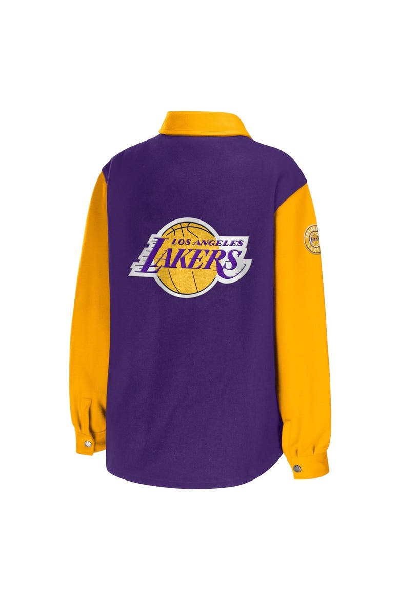 Women's WEAR by Erin Andrews Purple Los Angeles Lakers Colorblock Button-Up Shirt Jacket, Alternate, color, Purple