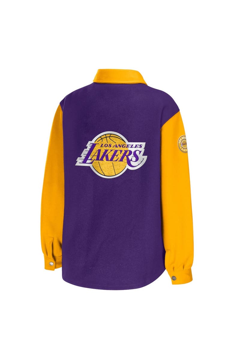 WEAR by Erin Andrews Women's WEAR by Erin Andrews Purple Los Angeles Lakers Colorblock Button-Up Shirt Jacket, Alternate, color, Purple