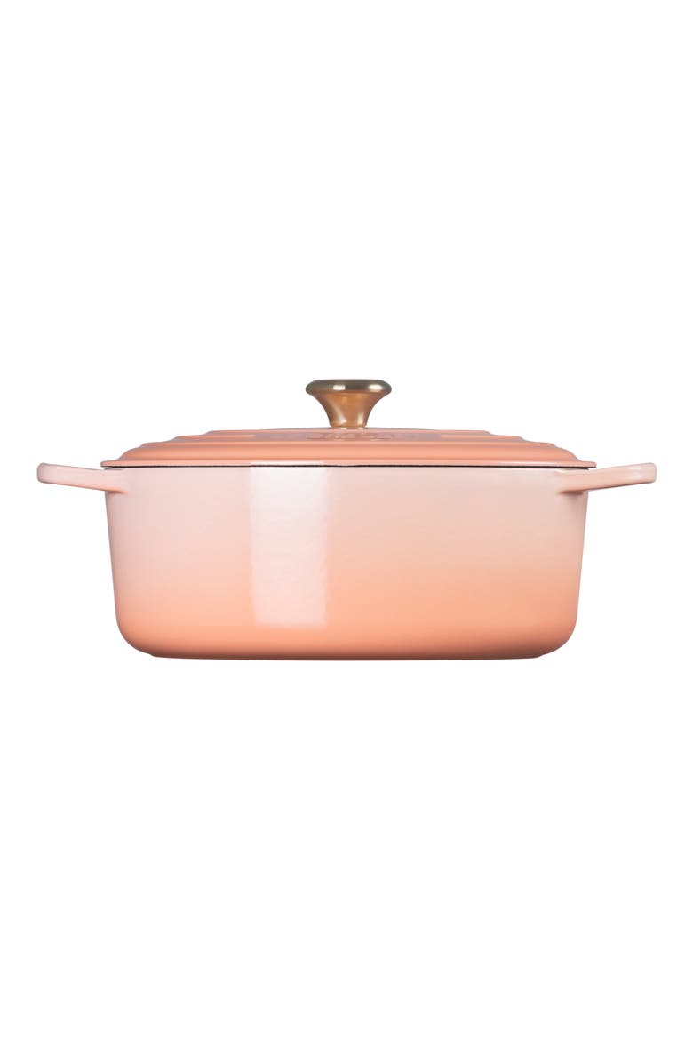 Signature 6.75-Quart Oval Enamel Cast Iron French/Dutch Oven with Lid, Alternate, color, PECHE