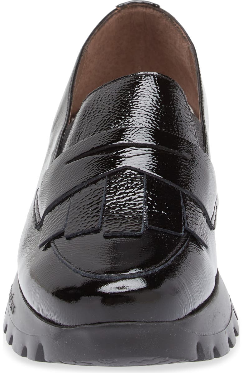 Wonders Kiltie Platform Loafer, Alternate, color, Textured Black Patent