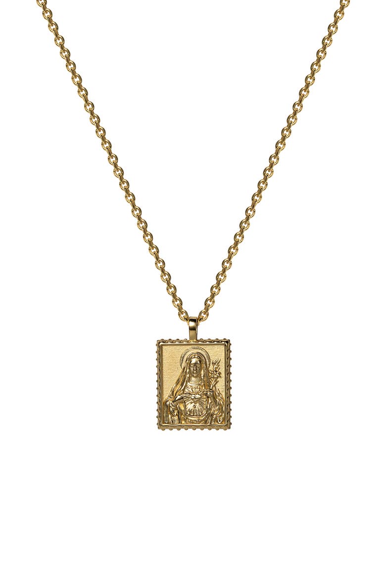 Mother Mary Pendant Necklace, Main, color, GOLD VERMEIL