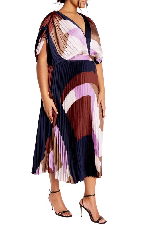 Shop City Chic Henley Pleated Maxi Dress In Geo Muse