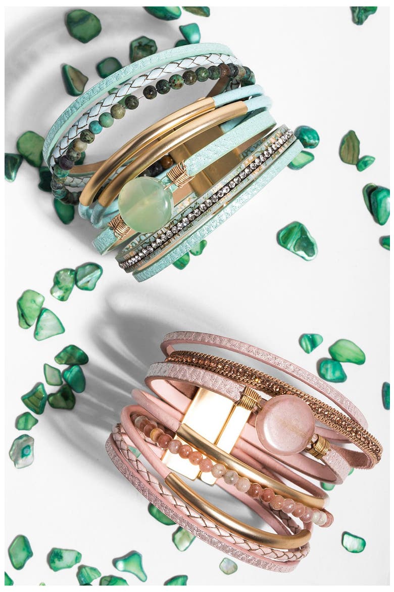 Mixed Media Cuff Bracelet, Alternate, color, PINK