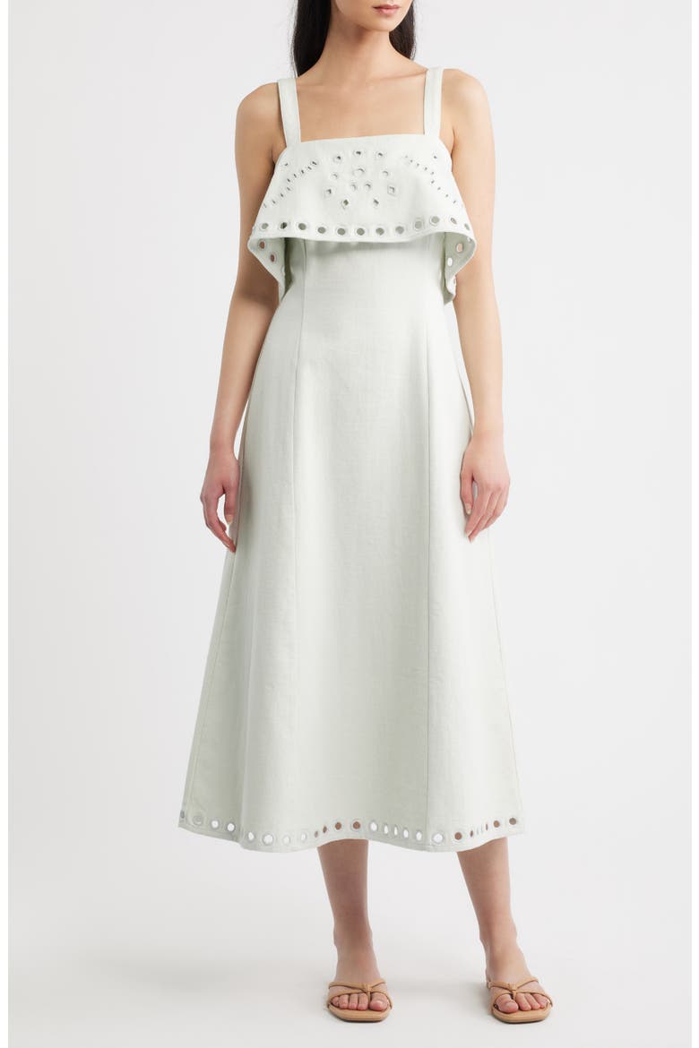 Kinsale Embroidered Eyelet Midi Dress, Main, color, SKYWRITING