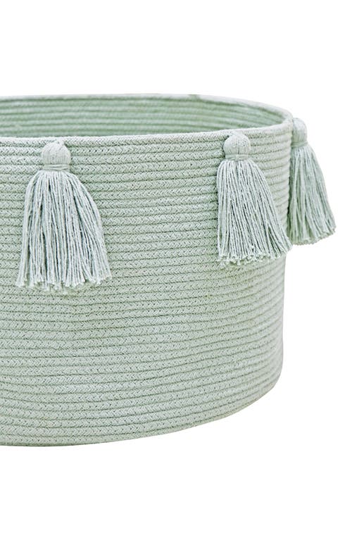 Lorena Canals Tassel Basket In Blue Sage
