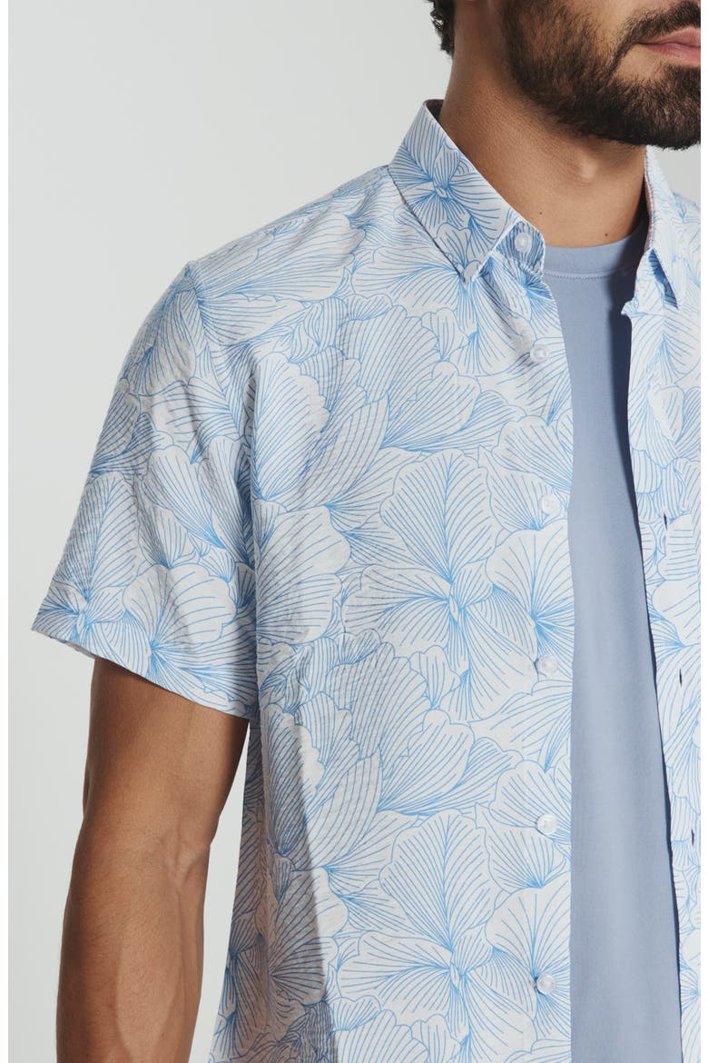 Linden Floral Short Sleeve Button-Up Shirt, Alternate, color, LIGHT BLUE