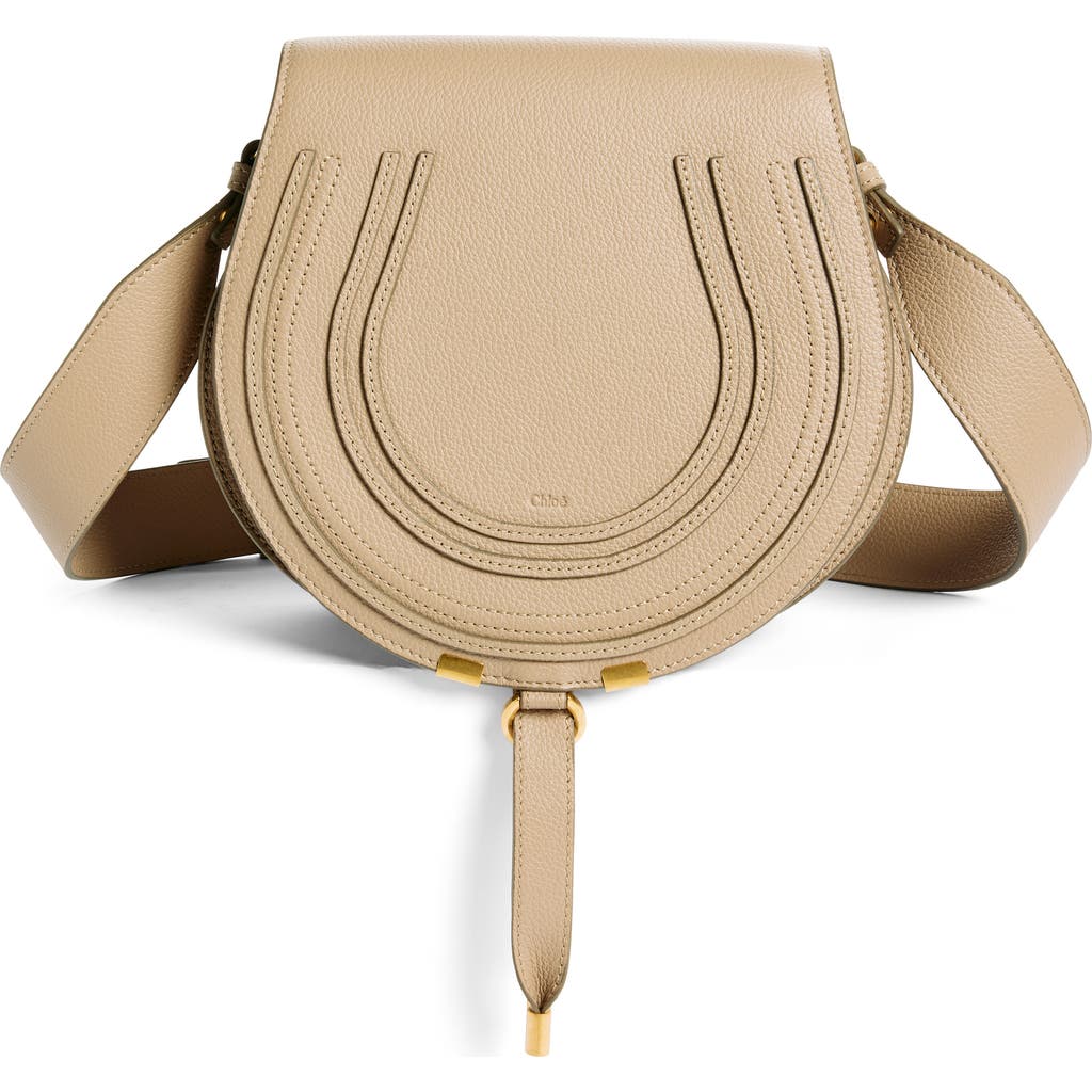 Chloé Large Marcie Leather Crossbody Bag In Boyish Brown
